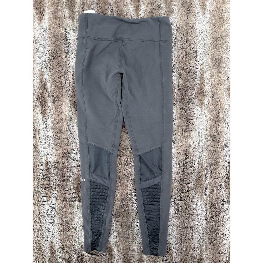 Alo Yoga Leggings Women S Gray Moto Mesh Cutout High-Waist Gym Running Active - Picture 6 of 10